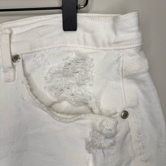 Good American Good 90s Short White Distress Size 32 Denim Minimal High Rise - Picture 6 of 10
